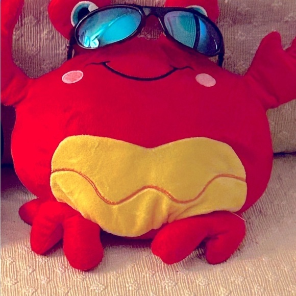 CRAB Stuffed Animal Red Yellow Blue Eyes Crab Party Humor Decor - Picture 5 of 10